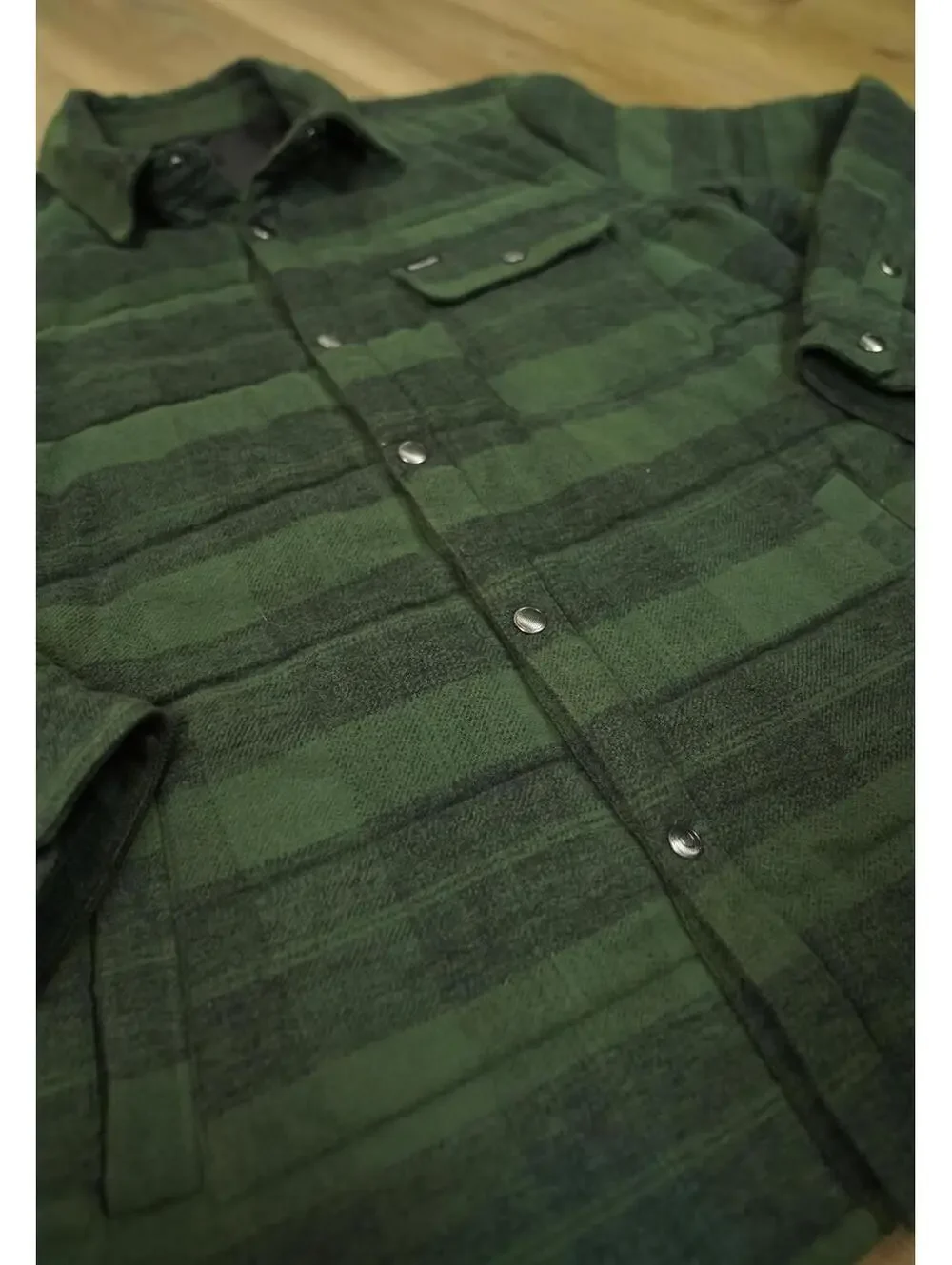 Brixton Men's Quilted Puffer‎ Jacket - Plaid Green Large